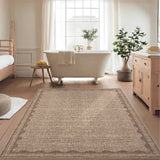 Garvee Modern Coffee 5x7 Scalloped Washable Area Rugs for Living Room, Solid Rug for Bedroom Girls, Non Slip Scalloped Throw Mat With Rubber Back, Soft Dorm Nursery Low Pile Carpet for Dining Room - Coffee