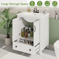 Garvee Modern 30" Freestanding Bathroom Vanity with with 2 Doors and Storage Drawer for Bathroom, White