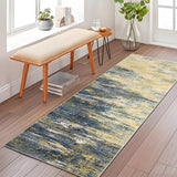 Garvee Washable Runner Rug 2x6 Modern Abstract Kitchen Rugs, Non Slip Bathroom Rug, Low Pile Laundry Room Soft Long Carpet for Hallway Bedroom Entryway, Yellow/Blue - Yellow/Blue