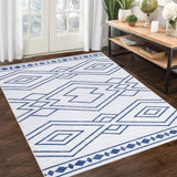 Garvee Washable Rug 5x7 Modern Moroccan Living Room Rug Non Slip Accent Distressed Throw Rugs Farmhouse Non Shedding Carpet for Living Room Dining Room, Blue - Blue