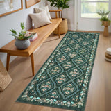 Garvee Machine Washable Non Slip Non Shedding Rug Large Indoor Carpet Retro Distressed Low Pile for Bedroom Living Room Dorm - Green