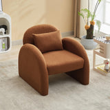 Garvee Sherpa Accent Chair,Teddy Upholstered Arm Single Sofa,Modern Fluffy Reading Chair for Living Room, Bedrooms, Corner,Mid Century Accent Armchair Velvet Brown Accent Chair for Office Study - Brown