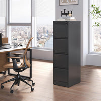 Garvee 4-Drawer File Cabinet with Lock, Heavy Duty Vertical Filing Cabinets for Home Office, Secure Locking Metal Steel Storage Cabinet for Letter/Legal Size File, Assembly Required, Black