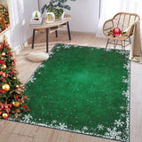 Garvee Washable Rug 8x10 Area Rug for Bedroom Modern Christmas Rug Snowflake Living Room Rug Non Slip Carpet Soft Stain Resistant Large Area Rug for Holiday Dining Room Classroom 8'x10' Green - Green