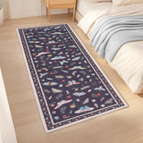 Garvee 2x6 Kitchen Runner Rug Modern Floral Insect Design Non Slip Stain Resistant Black - Black