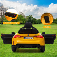 Garvee Ride - P Series: 12V Electric Ride On Car for 37-83 Months, w/RC,Licensed by BMW M4,Power Wheels for Boys Girls, with Suspension System,3 Speeds, Bluetooth, MP3, Double Door, LED Light - Yellow
