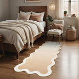 Garvee Scalloped Washable Kitchen Rugs, 2x6 Indoor Modern Non Slip Hallway Runners, Ultra Soft Thin Ombre Carpet for Bedroom Laundry Bathroom, Beige - Beige