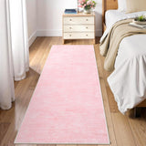 Garvee Solid Pink 2.5x8 Modern Runner Rugs, Stain Resistant Washable Kitchen Carpet with Rubber Backing Low Pile - Pink