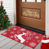 Garvee Christmas Decorative Doormat 20 x 32 Inch Xmas Holiday Christmas Deer Pattern Door Mat Welcome Mat for Home Decoration Non Slip Doormat Outdoor Indoor Entrance Floor Mat, Red - Red Deer