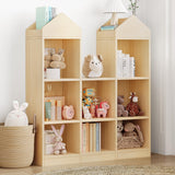 Garvee Toy Storage Organizer 8-Cubby Kids Bookshelf White Bookcase Toddlers Playhouse Cabinet Shelf for Boys Girls Wooden Cubby Storage Toy Shelf for Playroom, Nursery, Kids Room,Natural