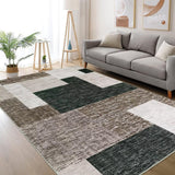 Garvee Machine Washable Area Rug 4x6 Indoor Modern Abstract Rug Geometric Floor Carpet Super Soft Throw Kitchen Rug Non Slip Indoor Floor Cover Low Profile Doormats for Bedroom Living Room Dorm,Taupe - Taupe
