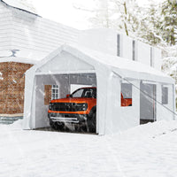 Garvee 13'x20' Heavy Duty Carport, Car Canopy with Removable Sidewalls & Doors, Extra Large Garage for Car, Truck, SUV, White