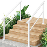 Garvee 5-Step Metal Handrail 2-Pack Outdoor Stair Railing for Steps with White Finish - White