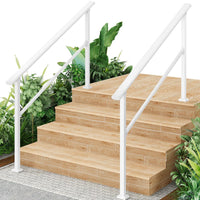 Garvee Handrails for Outdoor Steps, 4-5 Step Handrail, Metal Porch Railing, Black Wrought Iron, 56"x36"