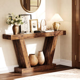 Garvee 63 In Long Console Table Wooden Sofa Narrow Entryway Table For Hallway Behind The Couch Accent Table For Living Room Entrance Rustic Brown