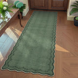 Garvee 2x6 Scalloped Washable Runner Rug Soft Green Non Slip Kitchen Hallway Entryway Rug - Green