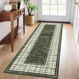 Garvee Washable Runner Rugs 2x6 Checkered Bathroom Rug Non Slip Modern Kitchen Rug Green Ultra-Thin Soft for Hallway Entryway Bedroom Home Decor - Green