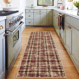 Garvee Plaid Red 2x8 Washable Runner Rug Non Slip Modern Print Decorative Plaid Hallway Runner Rug with Rubber Backing Low Pile for Kitchen Laundry Entryway - Red