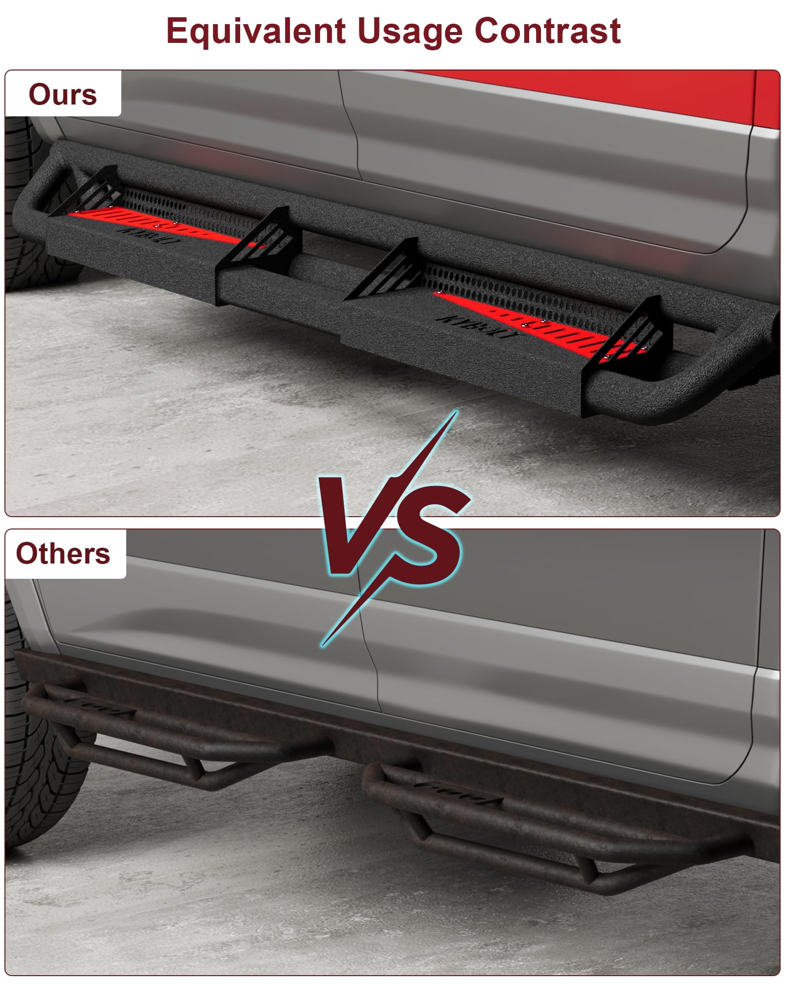 Garvee Running Boards Compatible with Toyota Tacoma Double Cab 2005-2023 with Paintable Step Plates,Powder Coated Steel Rock Sliders Side Steps Nerf Bar