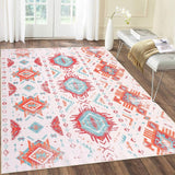 Garvee Area Rug 9x12 Machine Washable Rug Large Modern Rug Bohemian Carpet Non Slip Low Pile Stain Resistant Rug Accent Rug for Entryway Office, Blue/Pink - Red