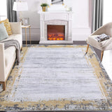 Garvee 9x12 Area Rug Washable Rug Modern Bordered Living Room Rug Indoor Distressed Print Floor Cover Non Slip Throw Carpet Aesthetic Rug Foldable Thin Rug Accent Rug for Living Room Bedroom Yellow - Yellow