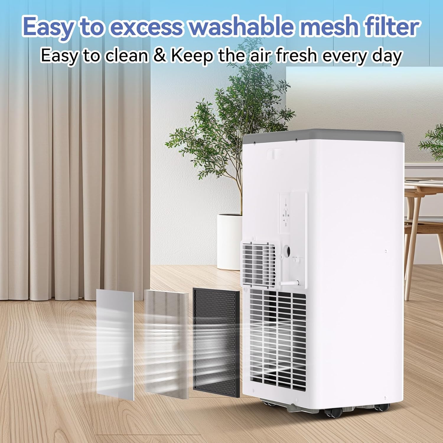 Garvee 8000 BTU Portable Air Conditioner, 3-in-1 Air Conditioners Unit for Rooms up to 350 Sq.Ft, Quiet Portable Ac Unit with Built-in Dehumidifier, 2 Fan Speeds, Window Kit, Personal AC Unit, Gary