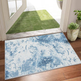 Garvee Washable Soft Area Rug, 2x3 Modern Abstract Design Rugs, Stain Resistant Foldable Carpet Non-Shedding Floor Mat with Non-Slip Backing, for Living Room Bedroom Dining Room Office, Blue - Blue
