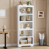 Garvee 5 Tier Bookshelf, 69" Tall Farmhouse Bookcase with Adjustable Shelves, 23.6" W Floor Standing Open Display Storage Rack with Anti-Slip Design for Home Office, Balcony, Library, Study / Living Room, White - White