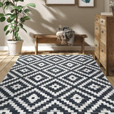 Garvee Area Rug Washable Rugs for Living Room Moroccan Geometric Trellis Area Rug for Bedroom Modern Distressed Office Carpet Low Pile Neutral Soft Nursery Rug Black and White 8x10 Rug - Black & White
