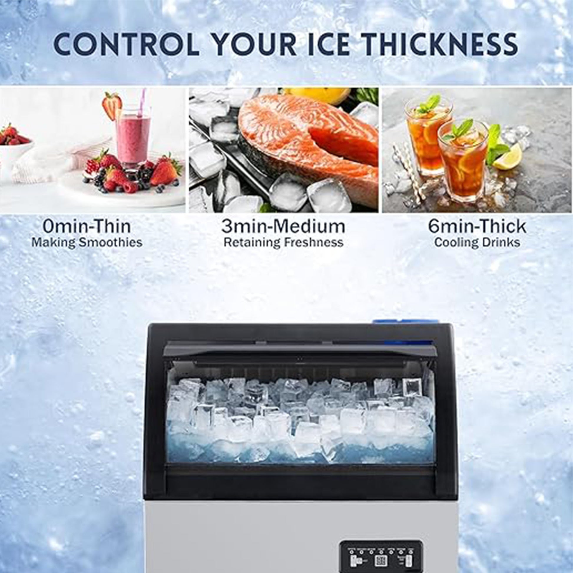 GARVEE Ultra-Quiet 120Lbs Ice Maker with Dual Water Inlet, 33Lbs Storage