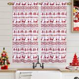 Garvee Kitchen Curtains, Christmas Deer Tree Snowflakes Cafe Curtains Xmas Decor Short Curtains Boho Canvas Tier Curtains for Kitchen Living Room Bedroom Bathroom, 2 Panels, 26 x 45 inches - White