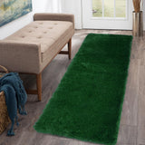 Garvee Fluffy & Sheepskin Dark Green 2x6 Runner Solid Shag Rug Soft Plush Area Rug for Bedroom Aesthetic Living Room Rugs Non Shedding Office Rug Neutral Nursery Rug Fluffy Furry Indoor Throw Rugs Farmhouse Rug - Dark Green