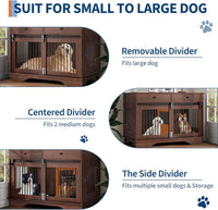 Garvee Dog Crate Furniture for 2 Dogs, 47" Double Dog Kennel with Removable Divider and 2 Drawers, Triple Doors, Decorative TV Stand Side Table, Indoor Pet Cage for L/M/S Dogs, Dark Brown