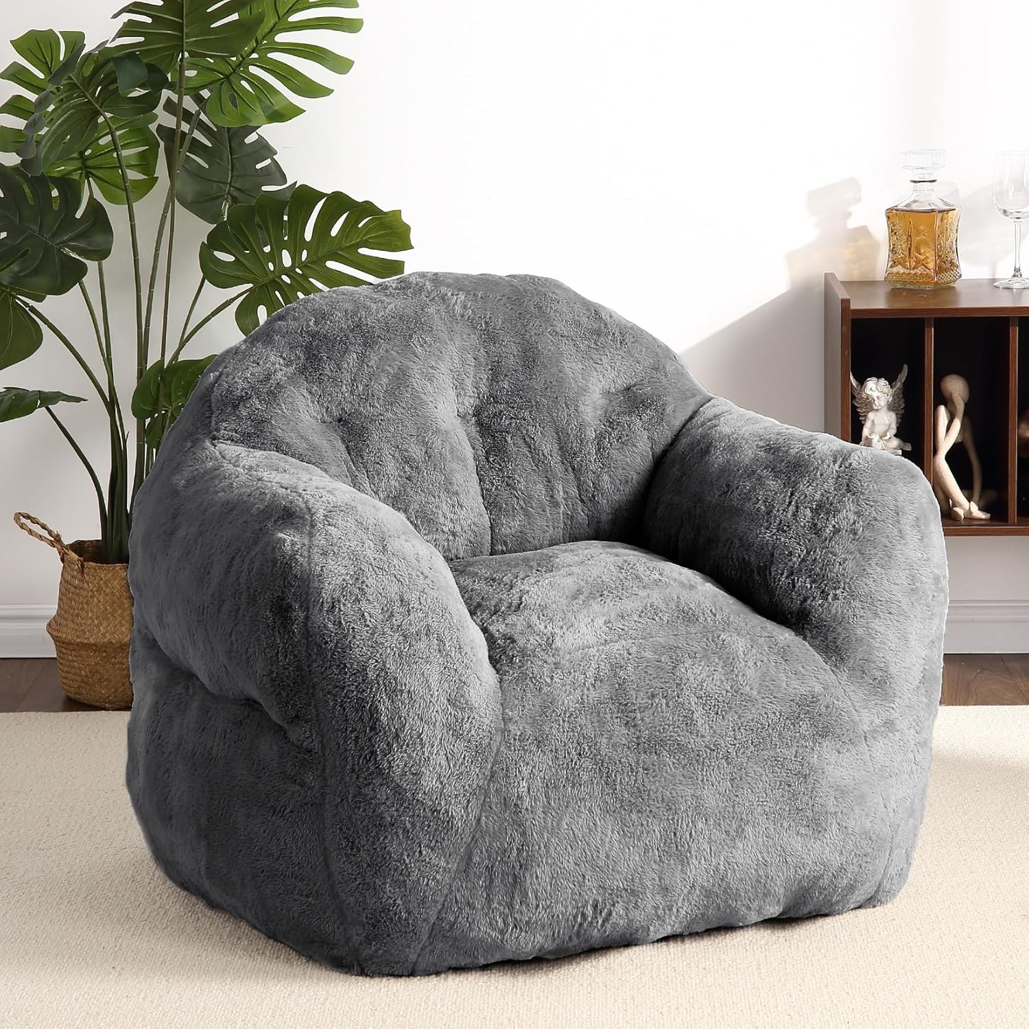 Garvee Bean Bag Chair, 39" Bean Bag Couch Kids Bean Bag Chair with Filler Included, Beanbag Chair Soft Adult Bean Bag Sofa Chair Floor Sofa for Gaming Reading, Dark Gray