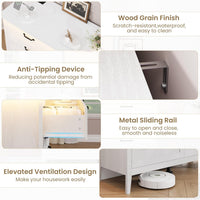 Garvee 6 Drawer Dresser with Power Outlet, White Dresser with LED Light, Modern Chest of Drawers for Closet, Double Wide Drawer Organizer Cabinet for Bedroom, Living Room