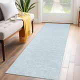 Garvee Runner Rugs 2x6 Washable Non-Slip Low Pile Faux Wool Area Rug for Hallway Kitchen Bathroom, Soft Vintage Tones - Blue