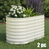 Garvee 2 Pcs 4' X 2' X 2' Galvanized Steel Raised Garden Beds, Outdoor Deep Planter Box Kit with Tool-Free Assembly, Rust-Resistant Beige Coated Design for Vegetables, Flowers & Herbs - Beige