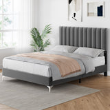 Garvee Base de Cama matrimonial, Moderna, tapizada, de Terciopelo, de 11 Pulgadas, con cabecero, no Necesita somier (matrimonial) - Grey