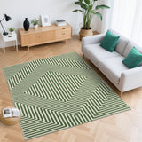 Garvee Washable Rugs Soft Striped Print Non-Slip Indoor Carpet 5x7 Green Foldable Low Pile - Green