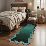 Garvee Scalloped Washable Kitchen Rugs Green 2x6 Indoor Modern Non Slip Hallway Runners Ultra Soft Thin Ombre Carpet - Green