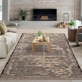 Garvee Area Rug Geometric Strip 8x10 Brown Washable Non Slip Soft Carpet for Living Room Bedroom Office Dining Room - Brown