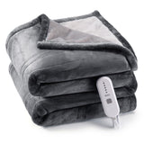 Garvee Electric Heated Blanket Throw, Super Cozy Soft Flannel Heated Throw with 4 Fast Heating Levels & 4 Hours Auto Off, Machine Washable, ETL Certification, Home Office Use (Throw, Grey) - Dark gray/light gray