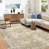 Garvee Persian Brown & Khaki 8x10 Washable Rugs, Boho Rug for Living Room Bedroom Decor Oriental Vintage Carpet Non Skip Floor Mats Distressed Large Rug for Classroom Nursery Dining Room Office - Brown & Khaki