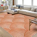 Garvee Rugs for Living Room 5x7 Washable Rug Modern Rug Non Slip Soft Indoor Carpet Non Shedding Throw Carpet Contemporary Stripes Print Accent Rug for Bedroom Dining Room Office Home Decor Orange - Orange