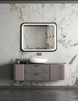 Garvee LED Bathroom Mirror Metal Frame 40x32 Inch Dimmable Anti-Fog Waterproof Wall Mounted Makeup Mirror 3 Colors with Wall Switch Control