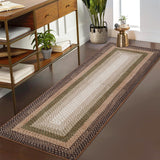 Garvee Bordered Moss Brown 2x6 Hallway Runner Rug Braided Area Rug Machine Washable Kitchen Rug Farmhouse Runner Carpet Non Slip Stain Resistant Rustic Runner Modern Printed Carpet for Living Room Bedroom - Moss Brown