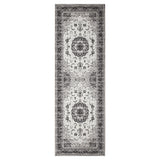 Garvee Washable Vintage 2x6 Runner Rug, Grey Oriental Medallion Floral Area Rug, Stain Resistant Indoor Print Carpet for Entryway Kitchen - Gray