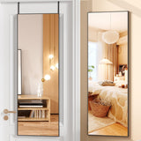 Garvee Door Mirror Full Length 47"x 18" Full Body Mirror Wall Mounted Mirror Dressing Door Hanging Mirror Leaning Long Mirror with 2 Metal Hangers Oversized Mirror Black for Bedroom Bathroom - Black