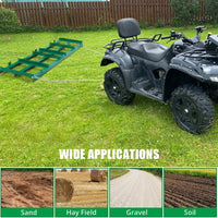 Garvee 4FT Driveway Drag Harrow for ATV, UTV & Tractor, Heavy-Duty Tow Behind Landscape Grader with 6FT Chain for Gravel, Soil, Yard & Field Leveling