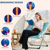 Garvee Comfy Collapsible Saucer Chair for Adults, Soft Faux Fur, No Assembly Required, Durable Metal Frame, Stylish Lounge Seating for Bedroom, Dorm, Living Room, Green with Gold Legs